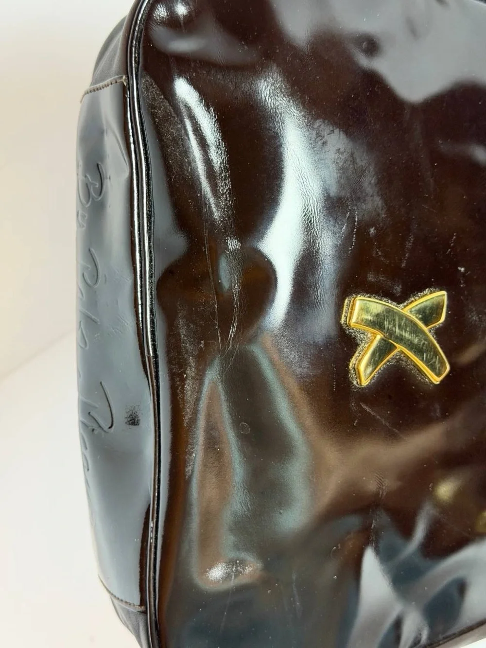 Paloma Picasso X Logo Dark Brown Leather Shoulder Bag
